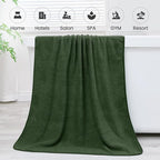 Microfiber Bath Towels, Large Bathroom Towel for Adult, Pack of 2, 30" x 60", Soft, Super Absorbent and Fast Drying, Use for Hair Wrap, Sport, Fitness, Yoga, Diamond Cross Grid Olive-Green