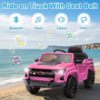 Licensed Chevrolet Colorado Electric Car for Kids, 12V Ride on Toys for Toddlers with Remote Control, Battery Powered Electric Car Ride On Vehicle w/Bluetooth, Soft Start, LED Lights - Pink