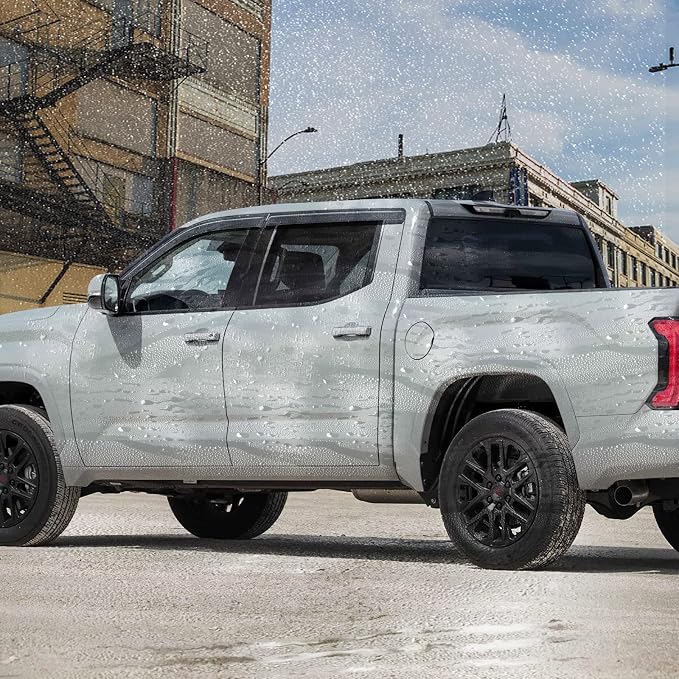 Smoke Rain Guards Fit for Toyota Tundra CrewMax 2022 2023 Tape-On Side Shatterproof Window Visor, Window Deflectors, Vent Deflectors, 4-Piece Set