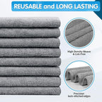 Grey Microfiber Cleaning Cloth -Pack of 8, Highly Absorbent Cleaning Rags, 16"X12" All Purpose Cleaning Towels for Housekeeping, Kitchen, Car, Lint Free and Reusable Microfiber Towels