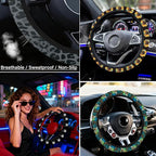 African Style Steering Wheel Cover 15" Universal Neoprene Steering Cover | Western Black Car Accessories Decor Non-Slip Fit Auto SUV Truck, African Gifts for Women Men Birthdays Festivals