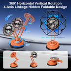 All-Metal Alloy Long Arm Magnetic Suction Cup Car Phone Mount(Orange) | Strong Powerful Magnetic Heavy-Duty Windshield Dash 360° Mechanical Rotation Cell Mobile Phone Vehicle Bracket for All Cars