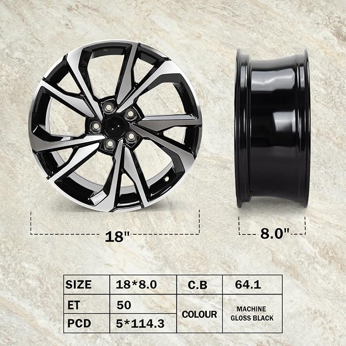 New 18'' x 8" Aluminum Alloy Wheel Rim Compatible with 2017-2021 Honda Civic, Factory Replacement Rim, Direct Fit, OEM Design Replacement Rim