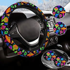 Mushroom Steering Wheel Cover Anti-Slip Universal for 14.5-15 Inch Car Steering Wheel Cover with 2 Pieces Car Coasters Suitable for Men Women