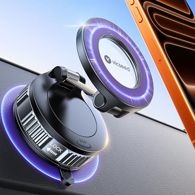 2026 Upgraded Car Phone Holder for Magsafe Car Mount [85 LBS Strongest Suction] Vacuum Magnetic Phone Holders for Your Car 360° Adjustable Car Phone Mount for iPhone 17 Pro Max 16 15 14 Purple