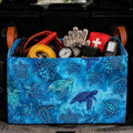 Sea Turtle Car Trunk Organizer,20L Collapsible Auto Storage Basket with Handles, Waterproof Reusable Shopping Grocery Bags for SUV, Truck,Sea Turtle Cars Boot Organizer Gifts for Women Men Drivers