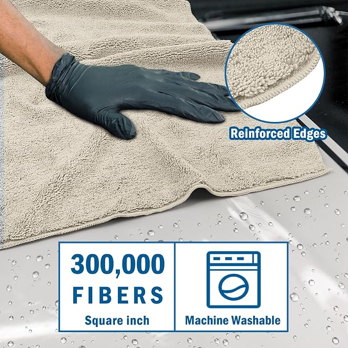 Professional Large Microfiber Car Drying Towels 2 Pack, Lint Free, Scratch Free, Highly Absorbent Drying Towel for Cars, SUVs, RVs, Trucks, and Boats,31" x 24",Brown