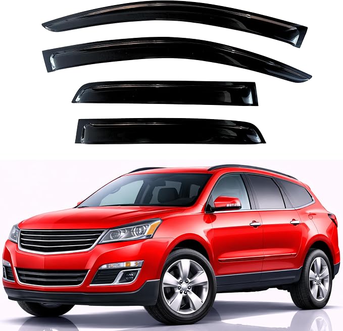 KPY Rain Guards Fit for 2009-2017 Chevrolet Traverse, Out-Channel Window Visors Vent Wind Deflectors 4PC, Car Accessories for 09-17 Traverse