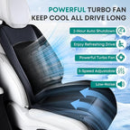 Cooling Car Seat Cover Front Seat, 12V-24V Ventilated Seat Cushion, Cooling Car Seat Cushion with 2 Powerful Turbo Fans 3-Speed Adjustable for Summer Driving, Universal Fit for Car SUV Truck