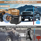 Dual Cylinder Tire Inflator Air Compressor, 150 PSI 12V DC Portable Air Pump with Digital Display, LED Flashlight, Auto Shut-Off, Heavy Duty for Truck, SUV, Car, RV (GOLD)