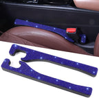 Bling Blue Car Seat Gap Filler 2 Pack Handmade Crystal Rhinestone Diamond Blue Gap Filler for Car SUV Truck Blue Bling Car Accessories for Women(Blue)