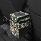Halloween Wizard Owl Magic Car Trash Can with Lid Collapsible Reusable Waterproof Car Garage Bag,Automotive Garbage Can,Car Accessories Interior Car Organizer