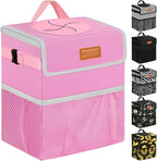 Car Trash Can Bin for Back Seat Leak Proof, Cute Car Trash Bag Hanging, Vehicle Trash Can for SUV Truck Van, Automotive Garbage Cans Front Seat Pink