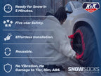 K&K Auto Snow Socks for Tires – Pro Series for Ultimate Grip Approved Snow Chain Alternative Traction Device – Tire Sock for Pickup Truck SUV Van – Winter Travel Accessory Emergency Kit – 3XL (2pcs)