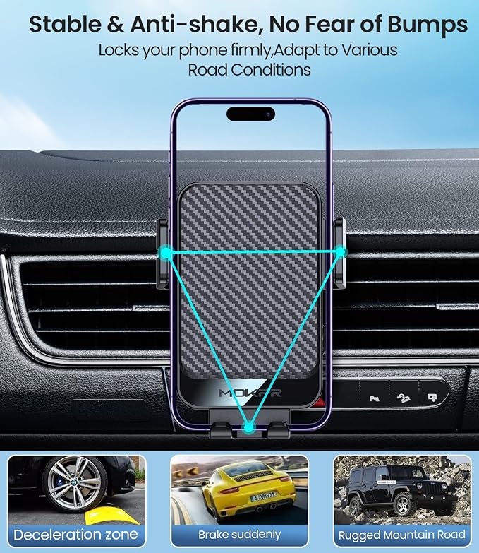 Wireless Car Charger, 15W Fast Charging Auto-Clamping Car Mount Universal Hands-Free Car Charger Mount for Dash Windshield Air Vent Compatible with iPhone 16 15/14/13/12, Samsung S23/S22/S21,etc