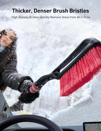 27" Snow Brush and Ice Scrapers for Car Windshield, Detachable Snow Scrapers with Ergonomic Foam Grip for Cars, Trucks, SUVs (Heavy Duty ABS, PVC Brush, Red)