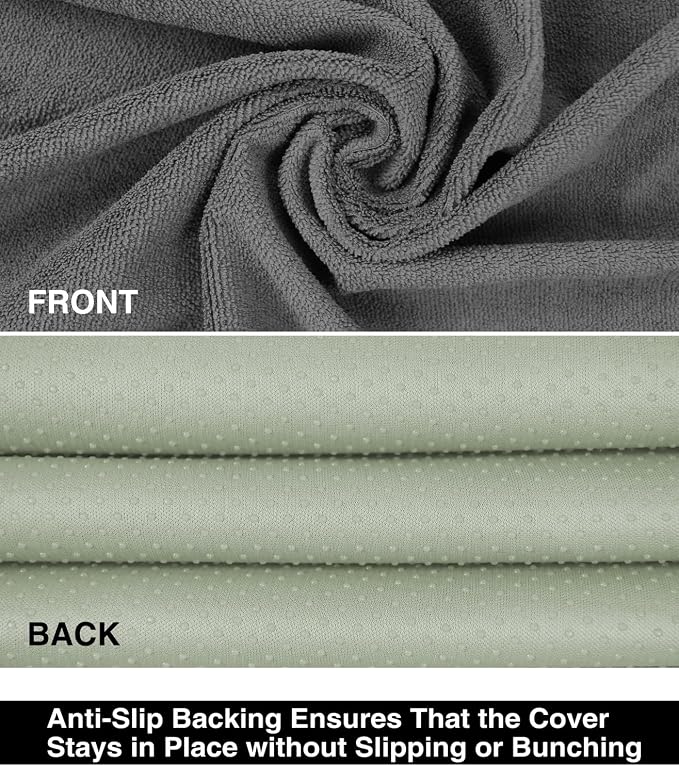 Waterproof Towel Car Seat Cover, Sweatproof Non-Slip Seat Protector, Universal Fit for Front Bucket or Rear Bench Seat of Cars, SUVs, Vans, Trucks, Compatible with Airbags and Armrests (Gray, 2 Pack)