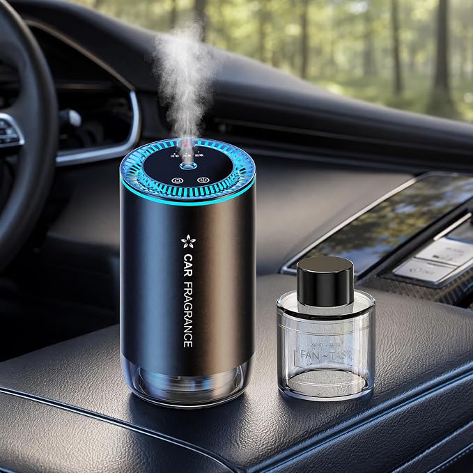 Portable Waterless Essential Oil Diffuser for Car Home, 50ml Nano Scent Nebulizer with 3 Adjustable Mist Levels, Rechargeable Plant-Based Fragrance Diffuser for Office Travel (Ocean)