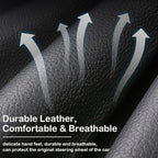 Beige Embroidery Butterfly Car Steering Wheel Cover,14.5-15 Inch Universal Leather Covers Breathable Anti-Slip Odorless Steering Wheels Accessories for Men Women
