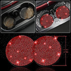 12 Pcs Bling Car Accessories Set for Women Car Floor Mats Full Set Steering Wheel Cover Seat Belt Covers Coasters Universal Fit Car SUV Truck Van Red