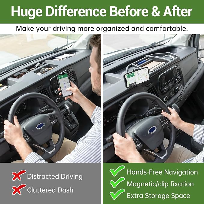 Magnetic Phone Mount Holder for 2020-2026 Ford Transit 150 250 350 Magnet Dash Cell Phone Cradles Adjustable Phone Stand Accessories for 2020+ Transit 150-350(Not for Transit Connect)