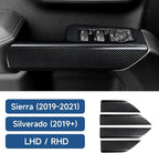 4PCS Car ABS Carbon Fiber Inner Door Handrail Handle Cover Interior Trim Decal for 2019-2025 Chevy Silverado | for 2019-2021 GMC Sierra 1500 2500 3500 HD Accessories （Double Cab, Style B）