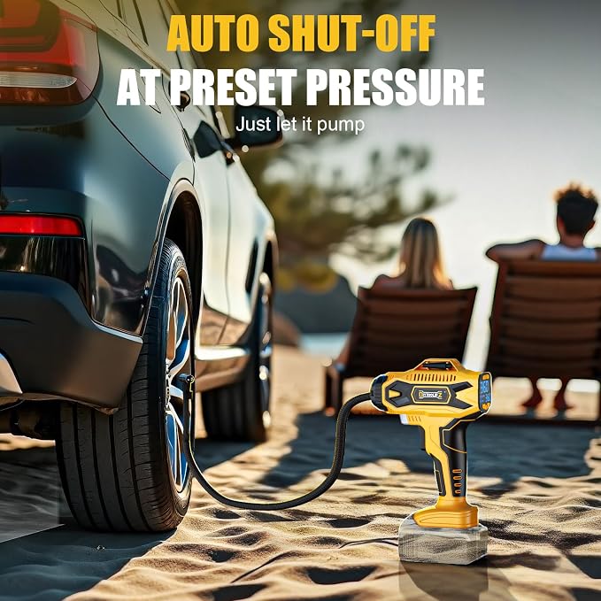 Cordless Tire Inflator Air Compressor Compatible with Dewalt 20V Battery, 160PSI Portable Air Pump with Digital Pressure Gauge, Fast Inflation for Cars, Motorcycles, Bikes (Tool Onlyl)