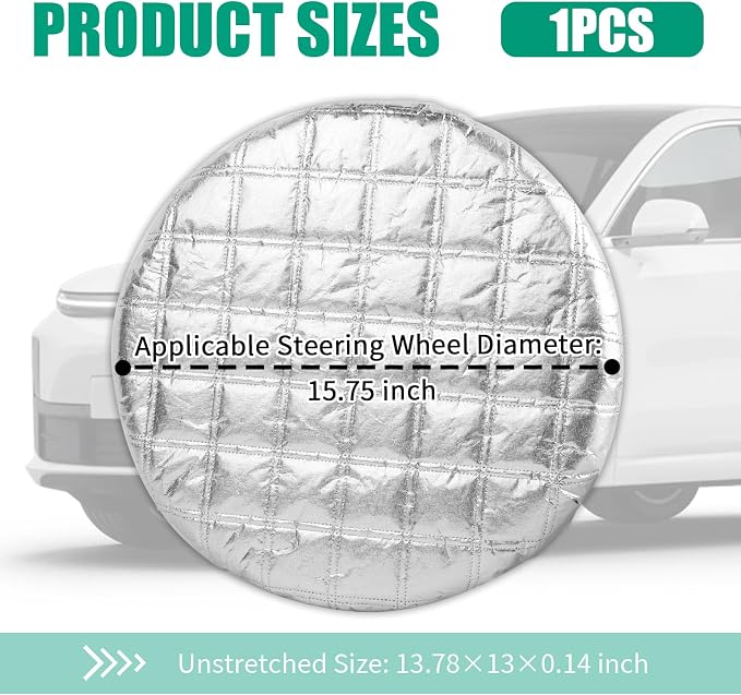 3-Layer Thickened Car Steering Wheel Cover Sun Shade,Aluminum Foil Car Wheel Cover for Sun Protection,Portable Sterring Wheels Covers Heat Shield Cars Interior Accessories