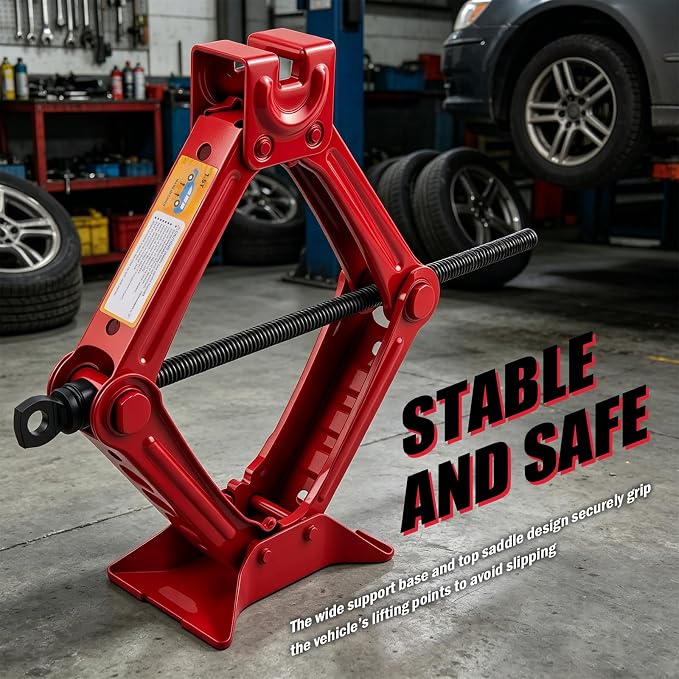 1.5 Ton Car Scissor Jack,3.93"-13.18" Adjustable Low Profile Car Jack with Handle & Reinforced Screw,Heavy Duty Scissor Jacks for Cars as Emergency Repair Tool for Tire Change