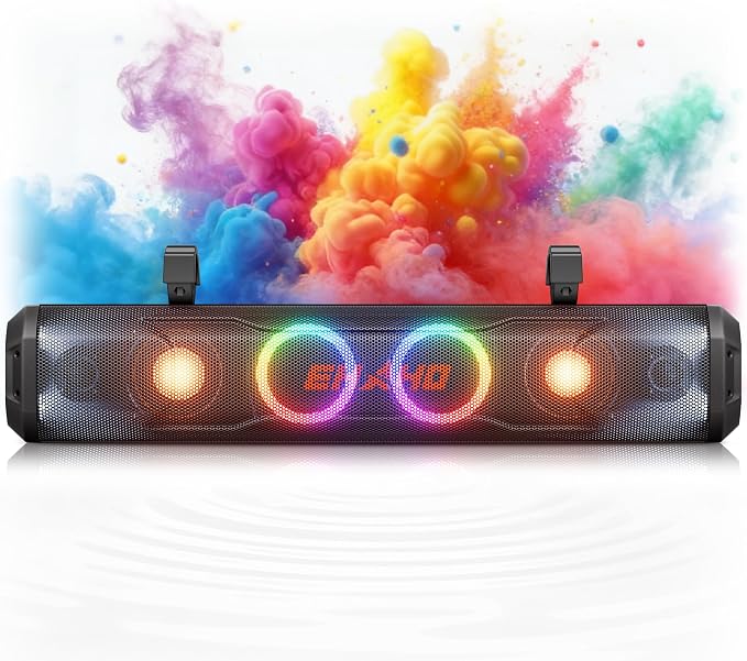 26 Inch 6 Speaker UTV Sound Bar, Bluetooth Golf Cart Speakers [Color Changing RGB & Strobe Light] IP66 Waterproof ATV Speaker System, SXS SoundBar Compatible with Polaris RZR CFmoto Can-Am