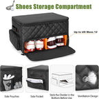 2 Layer Golf Trunk Organizer, Golf Car Storage Organizer with Individual Ventilated Compartment for 2 Pairs Shoes, Golf Car Locker for Balls, Clothes, Tees, Gloves, Accessories (Black)