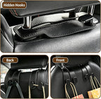 Car Seat Headrest Hooks, 4 Pack Universal Purse Hook for Car, Bag Holder with Double Hooks, Back Seat Storage Organizer for Purses, Handbags, Grocery