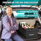 K KNODEL Car Trunk Organizer, Foldable Organizer for Car, Automotive Consoles & Organizers, 3 Compartments Storage with Reinforced Handles (Large, Black)