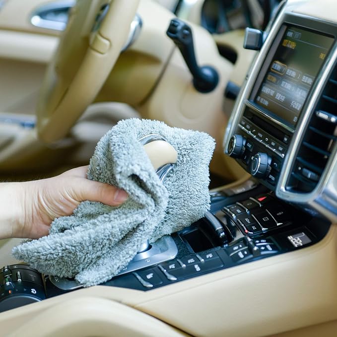 Microfiber Towels for Cars, Car Drying Wash Detailing Towel with Plush Edgeless Microfiber Cloth (Grey)