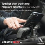 MobNetic Maxx MS - MagSafe Compatible Car Phone Mount w/ 90º Tilt, 360º Rotation & Durable Aluminum Build, Magnetic Holder for iPhone & Android Devices, USA Assembled - Black Chrome