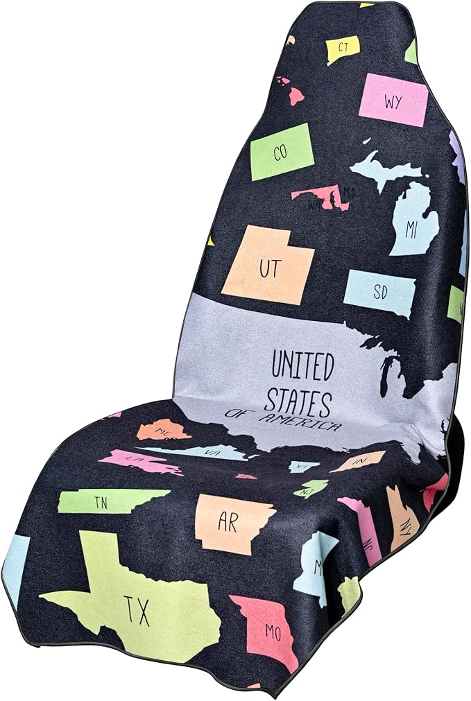 Car Seat Cover Towel for Front Seats Non-Slip with Headrest Pocket & Strap | Universal Fit for Cars Truck SUV|Car Seat Hoodie & Phocho Perfect After Gym Workout, Beach,Yoga and Running|Anti-dog Scratch