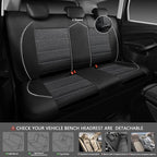 Piping PU Leather Car Seat Cover Full Set, Inside Zipper Design and Reserved Opening Holes, Airbag Compatible,Universal FIT for Car, SUVs,Van,Trucks（Full Set, Black & Silver