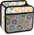 Car Backseat Organizer - Cute Aesthetic Car Storage Bin with Mesh Pocket & Reinforced Base - Universal Fit Hanging Seat Back Accessories for Women (Pastel)
