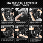 Car Steering Wheel Cover Standard Medium Size 14 1/2-15 inch, Non-Folding Packaging, Heavy Duty, Non-Slip, Black Microfiber Leather with Carbon Fiber Pattern