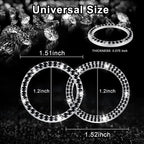 2 PCS Crystal Combinatorial Rhinestone Car Engine Start Decoration Ring, Push to Start Button Cover Sticker, Bling Car Interior Accessories for Women, Automotive Decals, Black