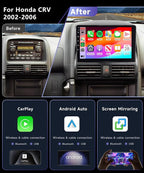 8Core 4G 64G Car Radio for Honda CRV 2002-2006 Stereo with 9inch 1280 * 720P Touchscreen/5.0 Bluetooth/WiFi/Wireless Carplay/Android Auto/Mirror Link/RDS FM/DSP 46EQ/59UIs/AHD Backup Camera MIC
