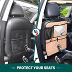 Peach Fuzz Car Seat Organizer for Kids Backseat Kick Mat with Adjustable Strap Back Seat Protectors for Vehicle Car SUV 2 Pcs