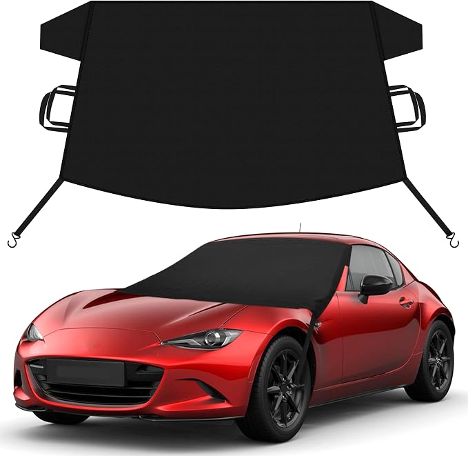 Car Snow Cover Compatible for Mazda MX-5 | Windshield Cover for Ice and Snow with S-Hook Straps | Heavy-Duty 600D Oxford Winter Car Cover, Waterproof & Anti-Slip