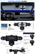 5 Channel Dash Cam 360° View, 1080P Front and Rear Left Right Inside 3.16 Inch Dash Camera for Cars, 12 Lights Night Vision, Motion Detection Camera for Cars