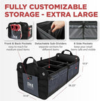 XL Heavy-Duty Trunk Organizer – Reinforced SUV & Truck Cargo Storage with 6 Adjustable Compartments, Non-Slip Base & Securing Straps (Foldable Design, Grey)