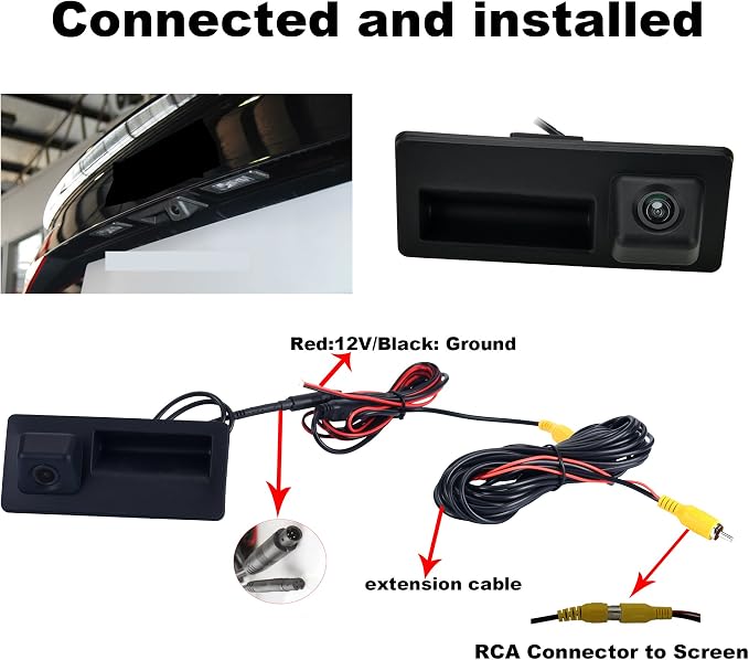 Car Trunk Handle Dynamic Camera Rear View HD Camera for Audi A4 A5 S5 Q3 Q5 for VW Passat Tiguan Golf Passat Touran Jetta Sharan Touareg with Moving Guide Parking line