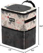 Car Trash Can with Lid and Storage Pockets - 100% Leak-Proof Organizer, Waterproof Garbage Can, Multipurpose Trash Bin for Car, 2 Gallons, Flamingo