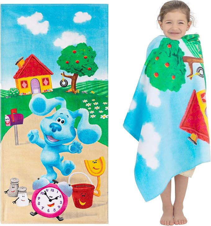 Kids Super Soft Cotton Bath/Pool/Beach Towel, 58 In x 28 in, Blues Clues