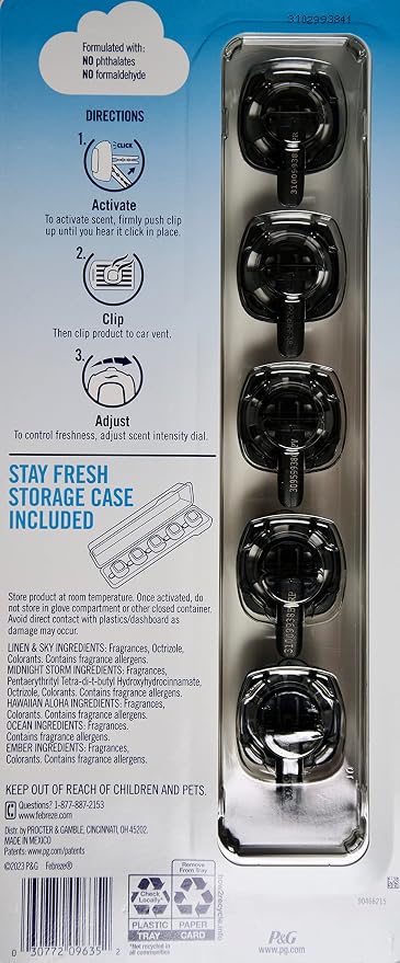 Mixed Scents Air Freshener, 5 Car Vent Clips, 5 Count (Pack of 1)