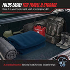 Heated Car Blanket - 12V Electric Travel Blanket for Car, Truck, SUV or RV - Portable Heated Throw for Road Trips, Camping or Winter Emergency Kit for Cold Weather Travel by (Navy)